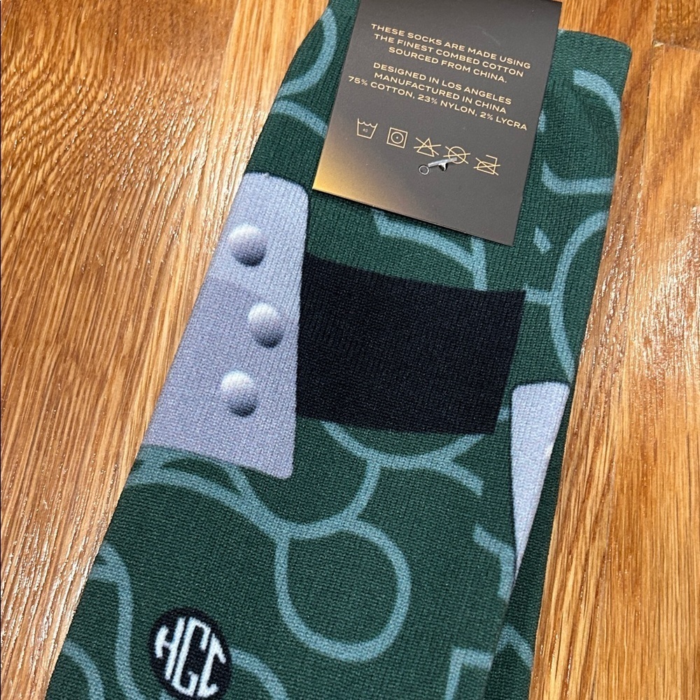 HGC tall crew socks graphic design Green Patterned Socks large / xl new - Picture 3 of 7